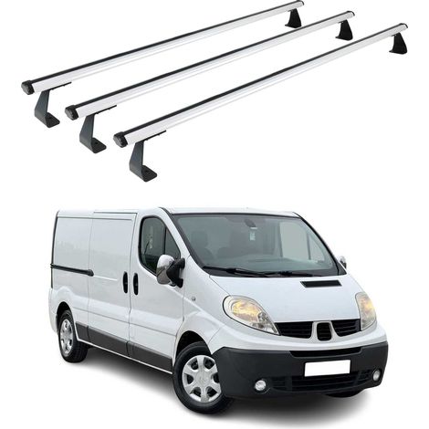 OMAC Barres de toit Heavy Duty compatibles avec Opel Vivaro A 2001-2014 – 3 barres – Aluminium Argent (1/5)