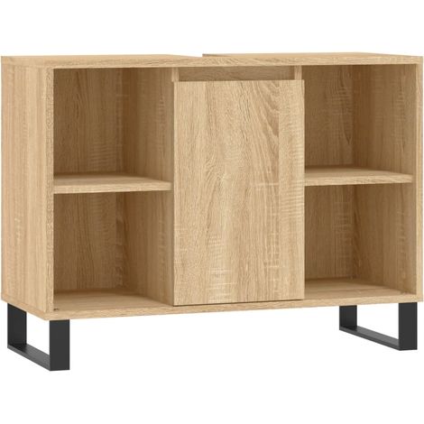 Armoire salle de bain,Meuble de Rangement Toilette chêne sonoma 80x33x60cm bois d'ingénierie -82280 (1/5)