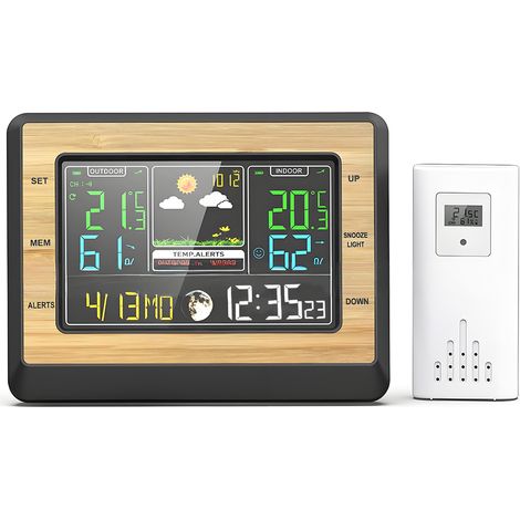 1 Station Météo, Horloge Atomique, Écran Rétroéclairé, Capteur Température Humidité, Intérieur Extérieur (1/5)