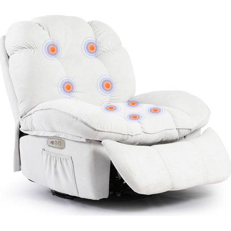 Weißer elektrischer Massagesessel mit Mehrzonen-Airbag-Massagefunktion und Drehverstellung.