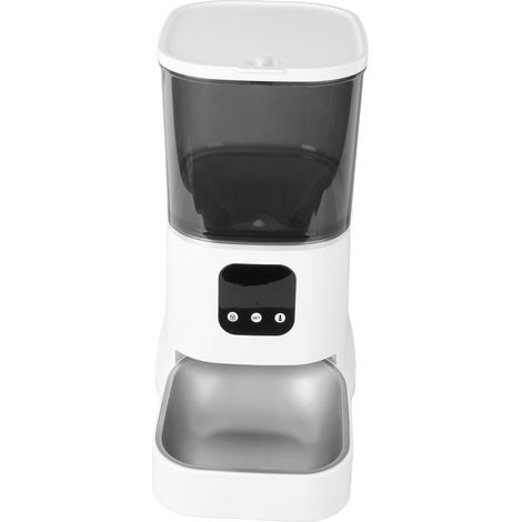 Distributeur automatique de croquettes intelligent 6L à minuterie fixe avec télécommande, blanc nacré, Wi-Fi, pour chats et chiens, prise britannique 100-240V. (1/5)