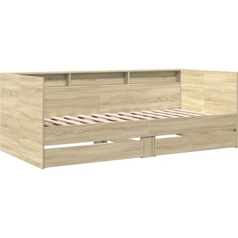 Daybed with Drawers without Mattress Sonoma Oak 100x200 cm vidaXL