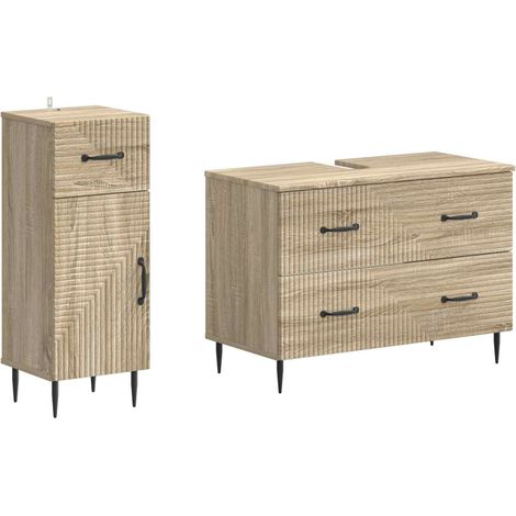 2 Piece Bathroom Cabinet Set HAARLEM Sonoma Oak Engineered Wood vidaXL (1/5)