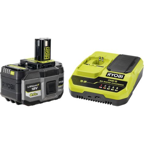 Confezione RYOBI 18V LithiumPlus High Energy Battery 8.0Ah - Caricatore rapido 8.0Ah