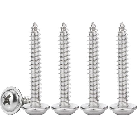 Vis Autotaraudeuses à Tête Ronde Avec Rondelles M3x30mm Vis Cruciformes à Bois Inox 304 Vis Placo à Tête Large Bombée, Entièrement Fileté, 50 Pièces (1/5)