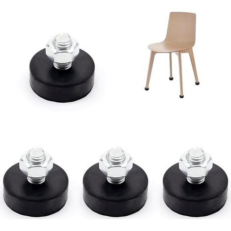 4 Pieds Réglables M10 avec Patins Anti-Vibrations - Vis de Mise à Niveau Diamètre 35 mm en Caoutchouc - Protection Sol Isolation pour Meubles, Machines, Lave-Linge (1/5)