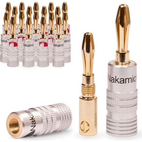 ChangM 20x Fiche banane Nakamichi haut de gamme, pour câble BIS 6mm², plaqué or 24K, pas de plastique noir et rouge (1/4)