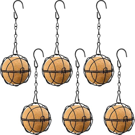 6PCS Mangeoire Oiseaux Sauvages Exterieur Suspendue, Nourrir Boules de Graisse Métal Cour Maison Jardin, Distributeur Nourriture Oiseaux Sphérique Petits Intérieur, Bird Feeder avec Crochets Forme S (1/5)
