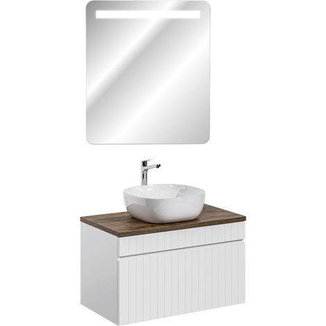 meuble vasque à poser + miroir LED - 80 cm - Emblematic White - Livraison gratuite (1/5)