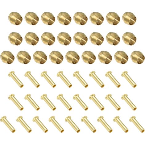 Kit d'Assortiment de Raccords à Compression pour Tube de 3 mm de Diamètre Extérieur, 25 Ensembles de Manchon et d'Insert en Laiton pour Tuyau d'Eau, d'Huile et d'Air (1/5)