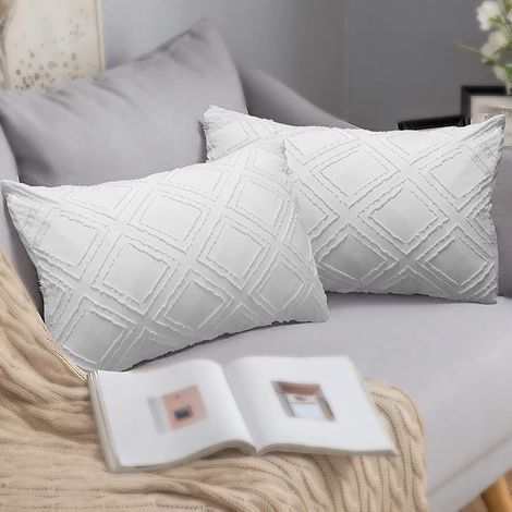 Lot de 2 taies d'oreiller en Satin, Basics Taies d'oreiller, Lot de 2 Taies d'oreiller Oxford Antirides, Basics Taies d'oreiller en Microfibre Marine, Lot de 2 Coussins Housses avec Un Design Pompon (1/5)