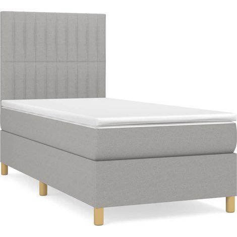Maison Exclusive - Cama box spring con colchón tela gris claro 10