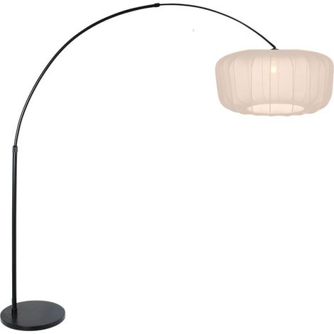 Lampe à arc noir Vela Lino avec une teinte crème Ø60cm - 4564ZW (1/3)