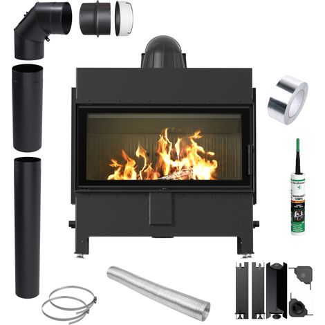 Kamineinsatz KRATKI LUCY 16 kW Ø200 SCHWARZ Rohrset mit Schließung (1/5)
