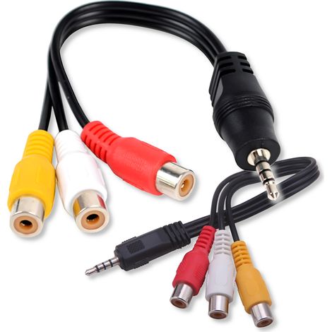 Adattatore da jack da 3,5 mm 4P a RCA 3x cinch, splitter audio/video stereo. (1/5)