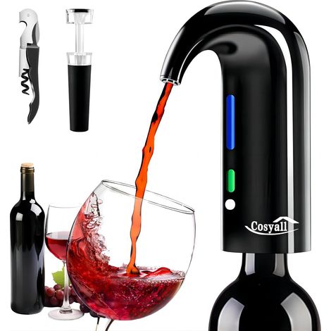 Aérateur à vin électrique, Décanteur à vin électrique distributeur de vin automatique à un bouton Oxygénation rapide du vin rouge (Noir) (1/5)