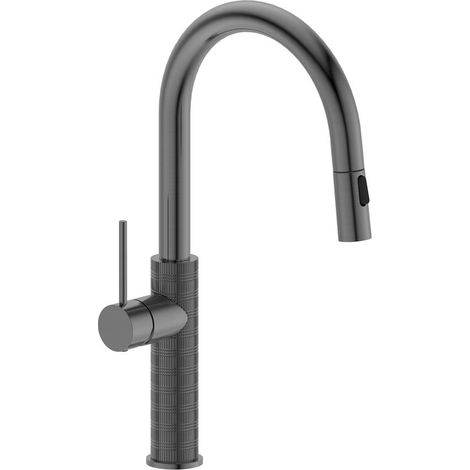 Sapho Robinetterie - Mitigeur d'évier, avec douchette extractible, gun metal FR576GM
