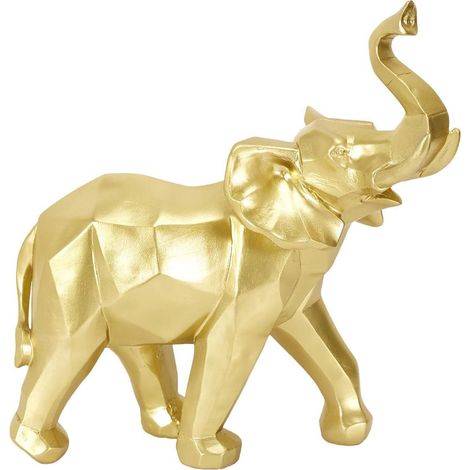 Statue Eléphant Géométrique Doré en Résine (1/5)