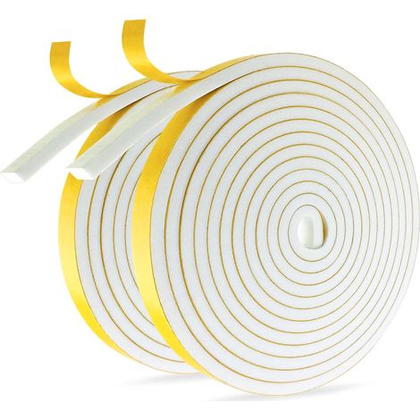 Joint Porte 2 Rouleaux 12 mm(l) x6 mm(H) x4m(L) Joint Isolant en Mousse Caoutchouc Pour Fenêtres, Portes, Mousse Auto-adhésif Anti-collision, Isolation Phonique (1/5)