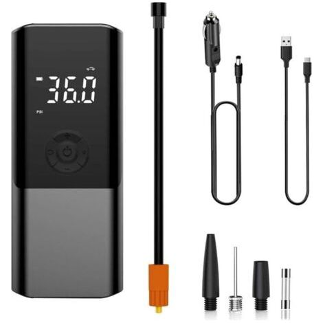 Pompe d'air de voiture portable - Compresseur d'air pour pneus de voiture avec manomètre de pneus (150 PSI) avec LED à double utilisation à câble lumineux et sans fil,CZK-3690 (1/5)