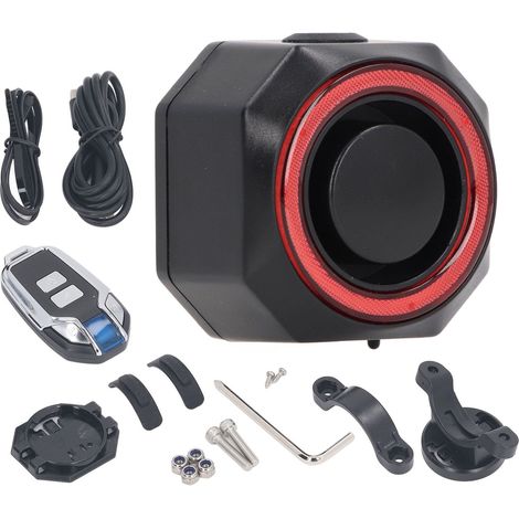 Feu arrière d'alarme de vélo avec télécommande, son fort de 110db, étanche, visibilité améliorée, feu arrière antivol pour vélo (1/5)