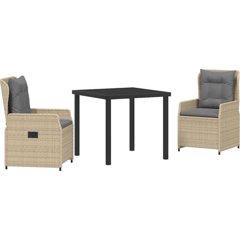 Ensemble de salle à manger pour jardin 3 pcs,Salon de jardin Beige polyrotin CFW46598 (1/5)