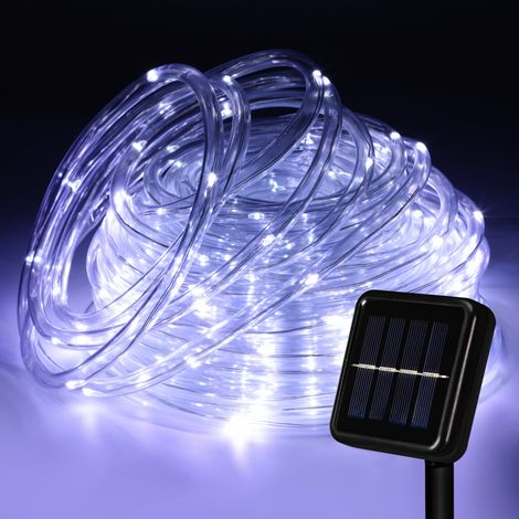 SWANEW Stringa luminosa solare da esterno con 8 modalità per la decorazione di esterni. giardini e alberi. 12 m 100 LED (bianco freddo) (1/5)