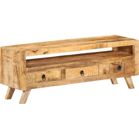 Mobile TV multimediale scaffale per televisione televisore buffet sala da pranzo soggiorno camera da letto 110 x 30 x 40 cm legno massello di mango marrone 020025728
