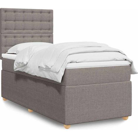 Sommier à lattes de lit avec matelas Taupe 90x190 cm Tissu vidaXL (1/5)