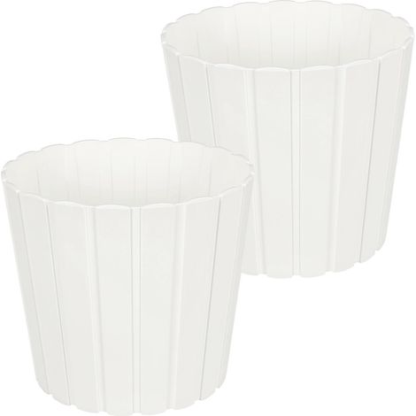 Vaso in plastica per fiori ed erbe aromatiche da balcone o terrazzo, bianco, 29 cm, 2 pezzi.