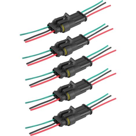 Konvolut von 5 wasserdichten 3-poligen Kfz-Steckverbindern, Stecker- und Buchsenset (1/5)