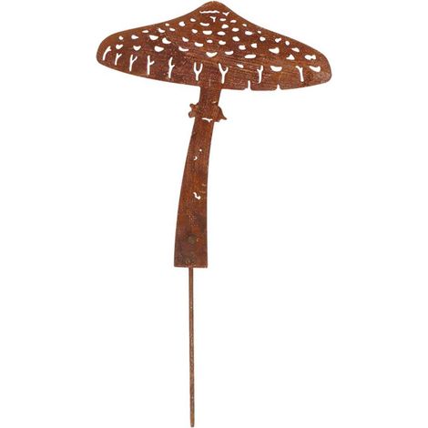 Champignon en métal rouillé sur pic Champignon parasol