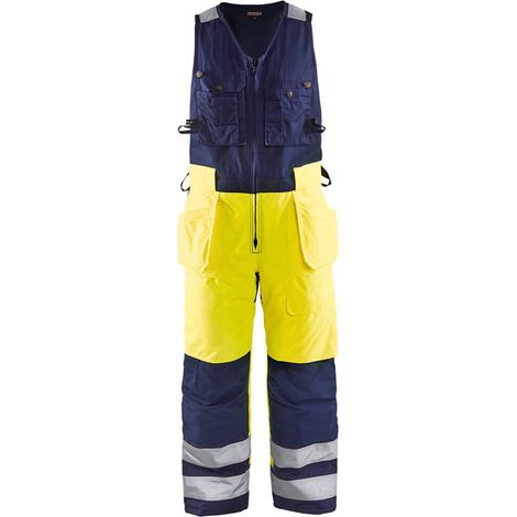 Tuta da lavoro invernale senza maniche alta visibilità 8504 - Giallo fluorescente/Marine 42 (1/4)