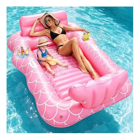 Matelas Gonflable Piscine 2 Personnes, Bouee Piscine Adulte, Hamac d'eau Gonflable, Lit de Bronzage Gonflable, Longue Gonflable pour Fauteuil pour Plage (1/5)