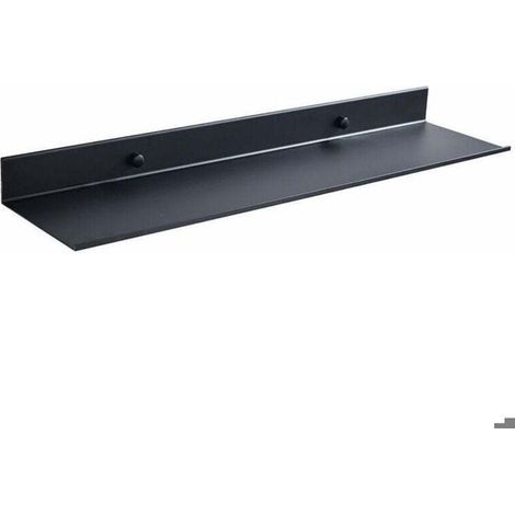 Tablette Salle de Bain - 1 piece - Noire aluminium economie espace - Etagere flottante murale