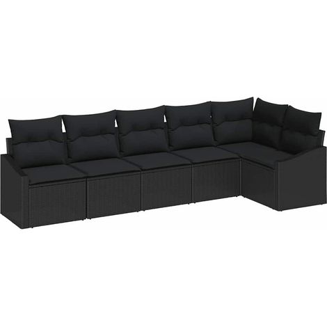 Maison Exclusive - Sofa Set mit Kissen 6 pcs Schwarz Poly-Rattan