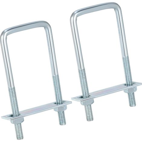 Pack de 2 supports d'arrimage boulons en U M10 en acier galvanisé - 60x150mm - avec contre-plaque et écrous M10 - supports d'arrimage pour remorques, camions, fourgonnettes, barres de toit (1/5)