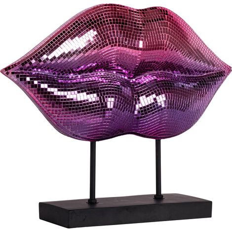 Objet déco bouche rose effet miroir - rose effet miroir et noir