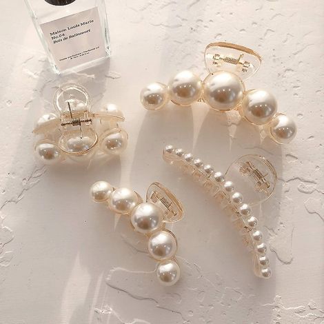Haarspangen für dickes Haar, perlmuttfarbene Kunststoff-Haarspangen, extra große, rutschfeste Haarspangen, Haarspangen mit starkem Halt, große Haarspangen, koreanische Haaraccessoires, ca. (1/5)