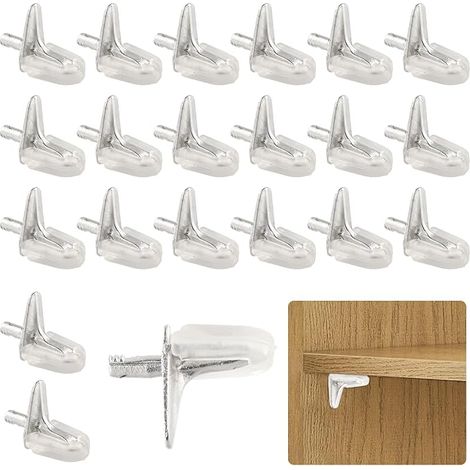 Shelf Support Pegs, Plastic+Steel Shelf Support Cleat 3mm, Shelf Pins Shelf Support Pins for Cabinet Bookcase (1/5)