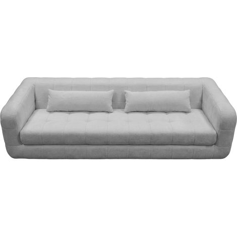 ARLETTE - Canapé droit tissu chenille 4 places - Gris clair