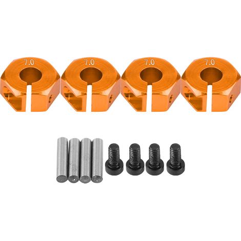 Adaptateur de moyeu hexagonal de roue universel de 12 mm pour voiture RC HSP Sakura à l'échelle 1/10 (7 mm, orange doré) (1/5)