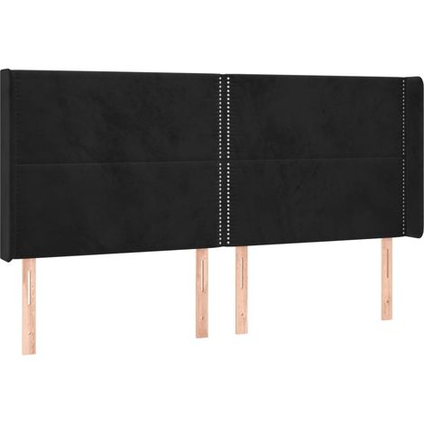 Maison Exclusive - Testiera ad Orecchio Nera 203x16x118/128 cm in Velluto