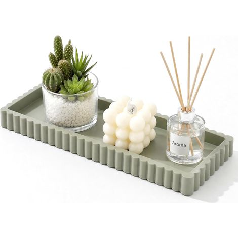 Plateau Salle De Bain, 24 x 10 cm Silicone Plateau Decoratif Antidérapants, Rangement Organiseur pour Lavabo de Decoration Salle de Bain et Cuisine, pour Savon, Articles de Toilette, Parfum et Bijoux (1/5)