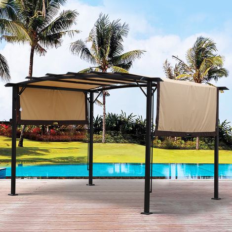 Lona de repuesto para pérgola 12 x 9 pies, poliéster, repelente al agua y anti-UV, beige DESVIAE (1/5)