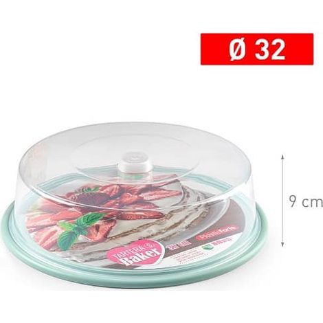 Bandeja pasteles tartera plastico 9 cm altura y diametro 32 cm Verde claro