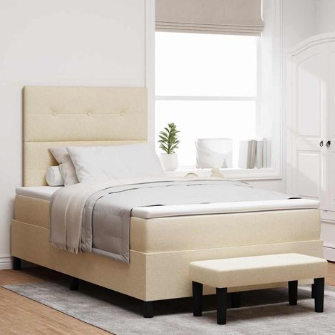 Boxspringbett mit Kopfteil Creme 120 x 190 cm Stoff