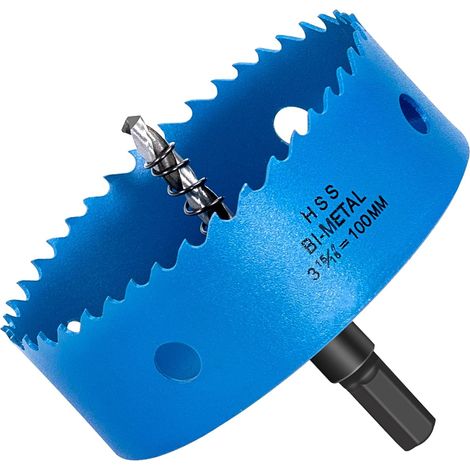 HYCHIKA Lochsäge 100 mm, Lochmesser-Lochbohrer aus HSS M42 Bi-Metall für Holz, Weichmetall und Kunststoff (Rigipsplatten und Trockenbau), mit Trennbohrer und Inbusschlüssel (1/5)