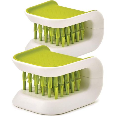Lot de 2 brosses à lames pour couteaux et couverts, brosses vertes à poils durs pour le nettoyage de la cuisine, antidérapantes (1/5)