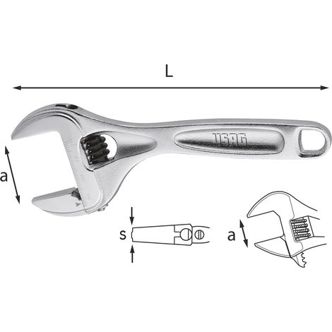 Usag U02940010 Chiave Regolabile A Rullino Corta Max 34mm (1/10)